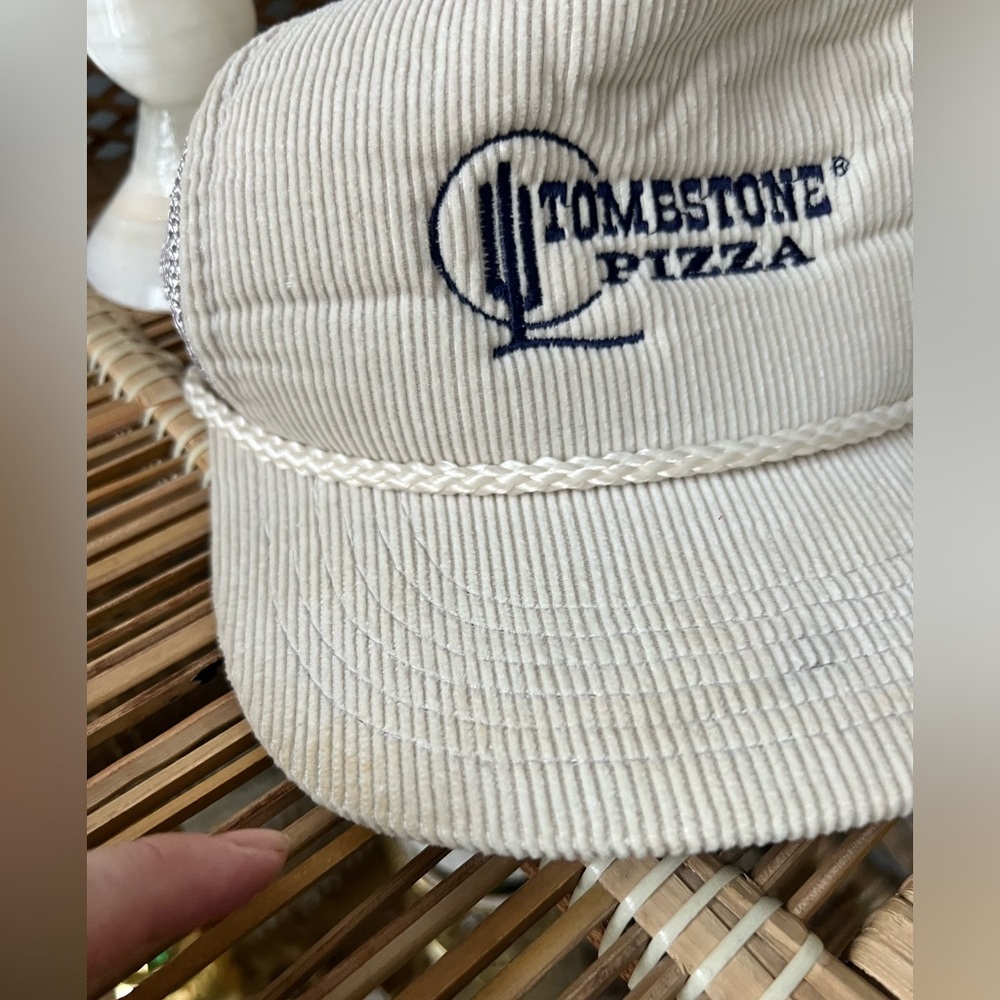 Vintage Tombstone Pizza Corduroy Snapback Trucker Hat - Picture 9 of 9